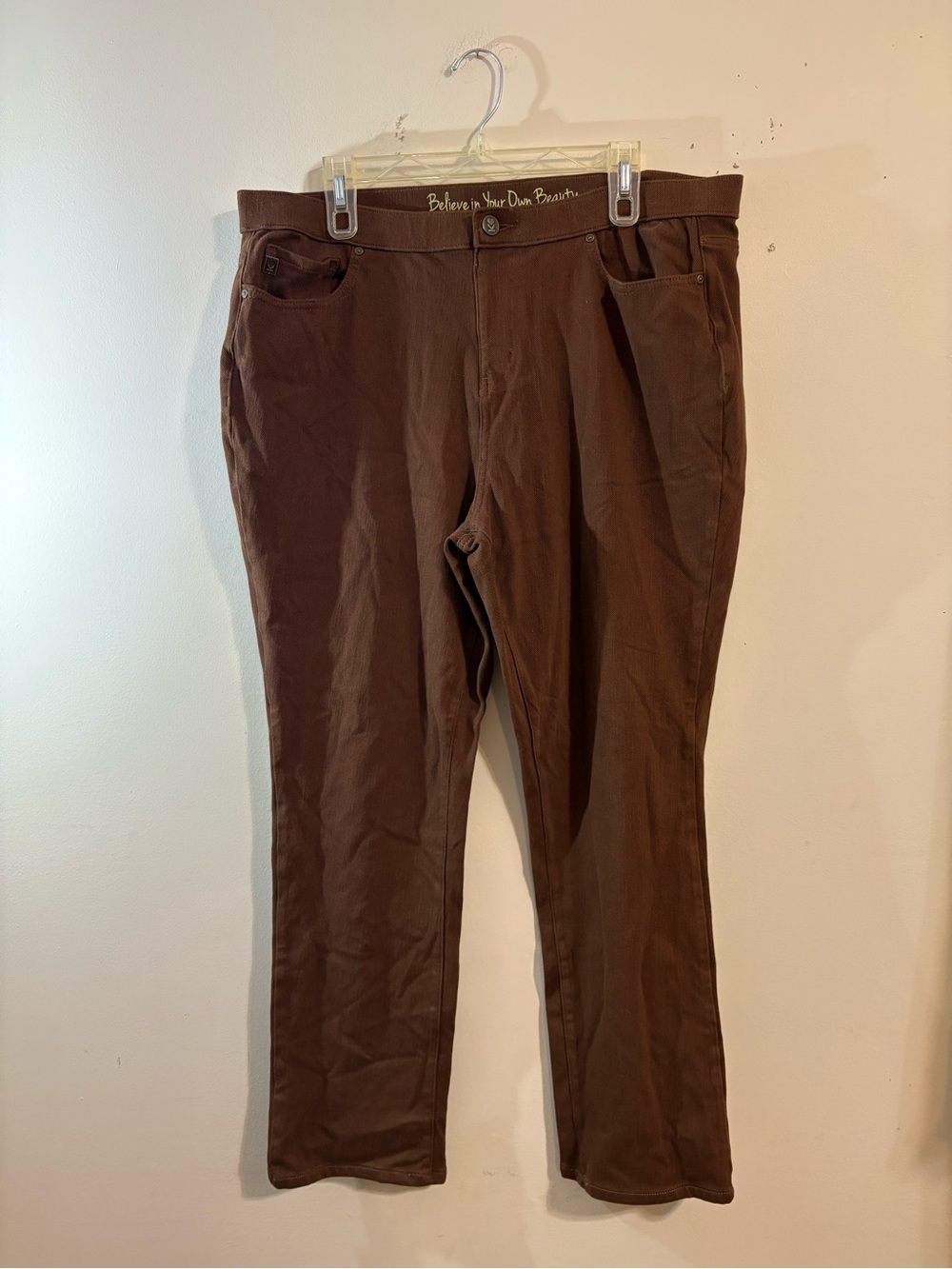 Belle by Kim Gravel pants women’s 18W brown pull-on Believe in your own Beauty